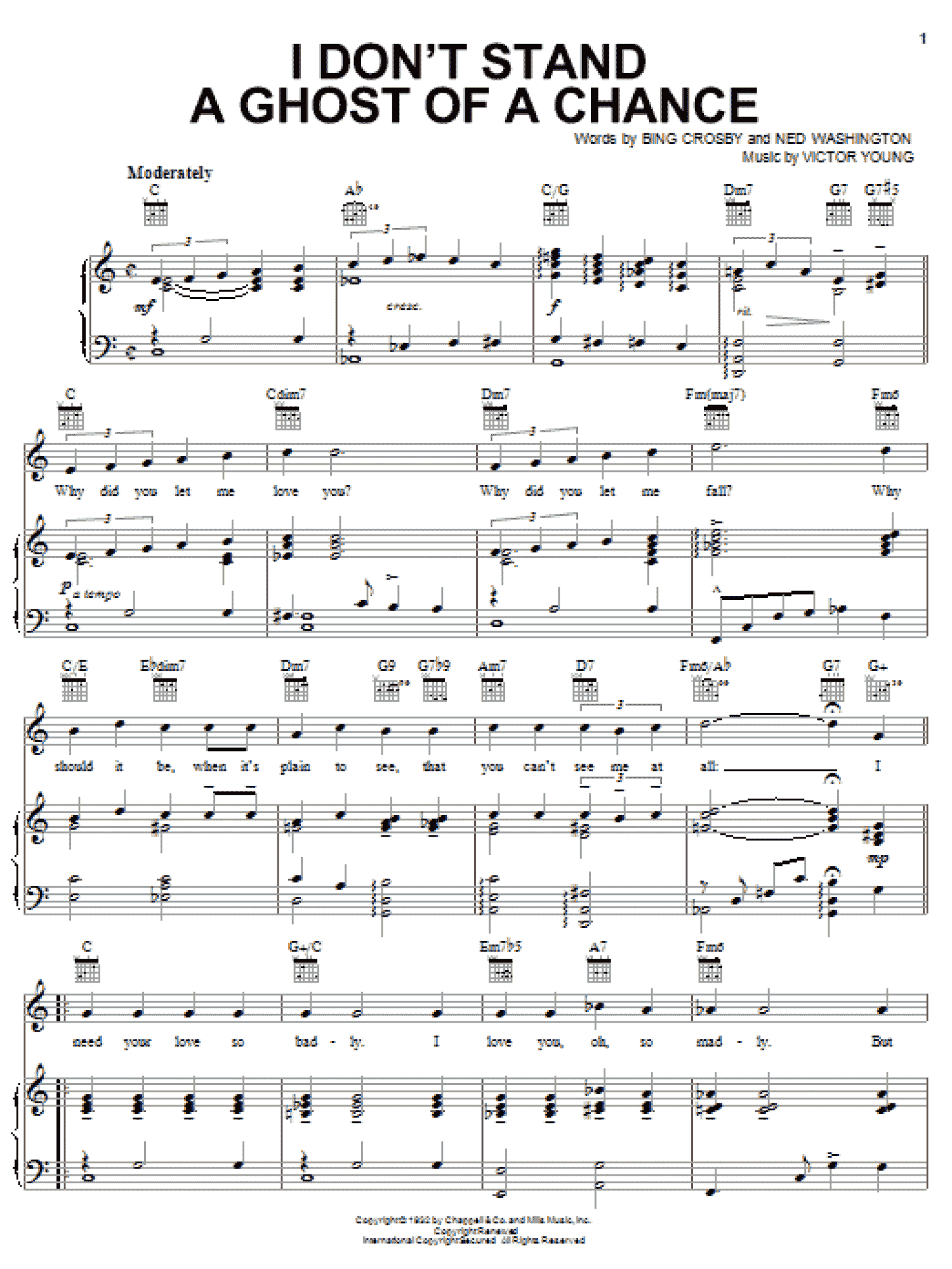 I Don't Stand A Ghost Of A Chance (Piano, Vocal & Guitar Chords (Right-Hand Melody))