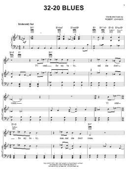 page one of 32-20 Blues (Piano, Vocal & Guitar Chords (Right-Hand Melody))