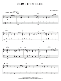 page one of Somethin' Else (Piano Solo)