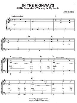 page one of In The Highways (I'll Be Somewhere Working For My Lord) (Easy Piano)