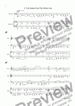 page one of ARIEL'S SONGS (Shakespeare) op76/2. Full Fathom Fiue. Voice, 2 rec, vlc, hrps