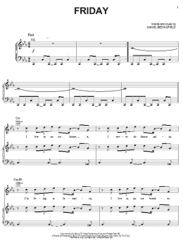 page one of Friday (Piano, Vocal & Guitar Chords (Right-Hand Melody))