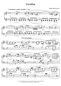 page one of Vocalise (Piano Solo)