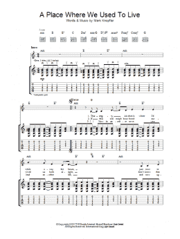 page one of A Place Where We Used To Live (Guitar Tab)