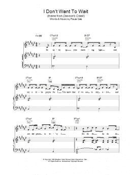 page one of I Don't Want To Wait (theme from Dawson's Creek) (Piano, Vocal & Guitar Chords)
