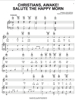page one of Christians, Awake! Salute The Happy Morn (Piano, Vocal & Guitar Chords (Right-Hand Melody))