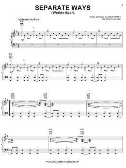 page one of Separate Ways (Worlds Apart) (Piano, Vocal & Guitar Chords (Right-Hand Melody))