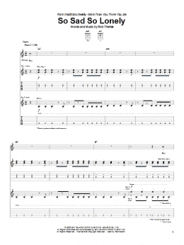 page one of So Sad So Lonely (Guitar Tab)