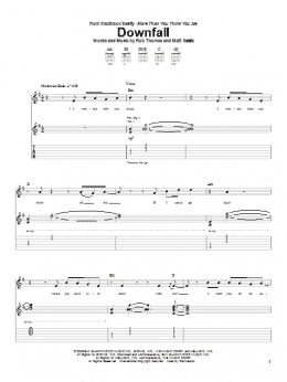 page one of Downfall (Guitar Tab)