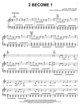 page one of 2 Become 1 (Piano, Vocal & Guitar Chords (Right-Hand Melody))