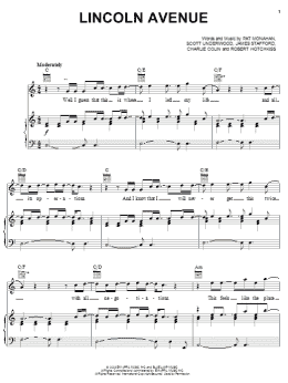 page one of Lincoln Avenue (Piano, Vocal & Guitar Chords (Right-Hand Melody))