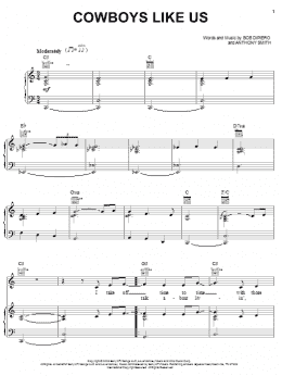 page one of Cowboys Like Us (Piano, Vocal & Guitar Chords (Right-Hand Melody))