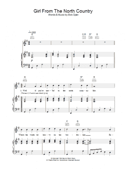 page one of Girl From The North Country (Piano, Vocal & Guitar Chords)