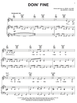page one of Doin' Fine (Piano, Vocal & Guitar Chords (Right-Hand Melody))