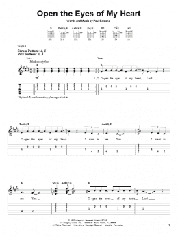 page one of Open The Eyes Of My Heart (Easy Guitar Tab)