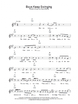 page one of Boys Keep Swinging (Lead Sheet / Fake Book)