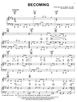 page one of Becoming (Piano, Vocal & Guitar Chords (Right-Hand Melody))