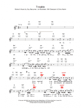 page one of Trouble (Lead Sheet / Fake Book)