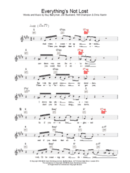 page one of Everything's Not Lost (Lead Sheet / Fake Book)