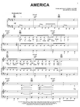 page one of America (Piano, Vocal & Guitar Chords (Right-Hand Melody))
