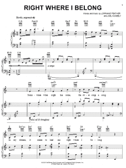 page one of Right Where I Belong (Piano, Vocal & Guitar Chords (Right-Hand Melody))