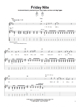 page one of Friday Nite (Guitar Tab)