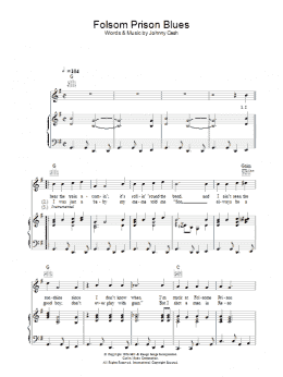 page one of Folsom Prison Blues (Piano, Vocal & Guitar Chords)