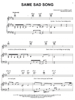 page one of Same Sad Song (Piano, Vocal & Guitar Chords (Right-Hand Melody))