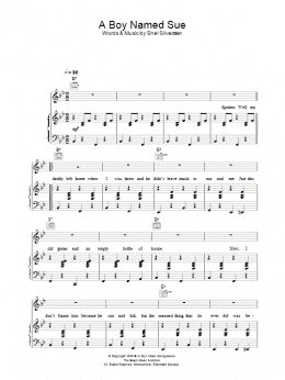 page one of A Boy Named Sue (Piano, Vocal & Guitar Chords)