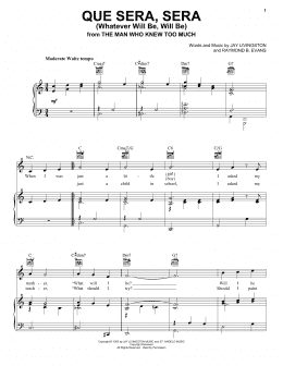 page one of Que Sera, Sera (Whatever Will Be, Will Be) (Piano, Vocal & Guitar Chords (Right-Hand Melody))