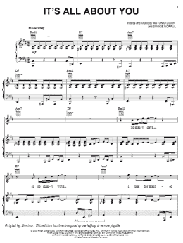 page one of It's All About You (Piano, Vocal & Guitar Chords (Right-Hand Melody))
