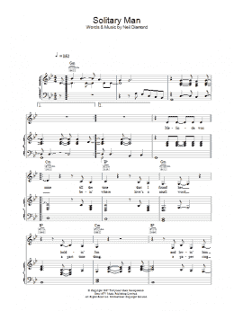 page one of Solitary Man (Piano, Vocal & Guitar Chords)