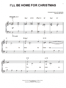 page one of I'll Be Home For Christmas (Easy Piano)