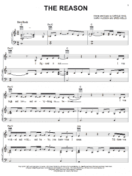 page one of The Reason (Piano, Vocal & Guitar Chords (Right-Hand Melody))