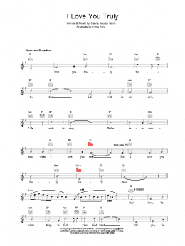 page one of I Love You Truly (Lead Sheet / Fake Book)