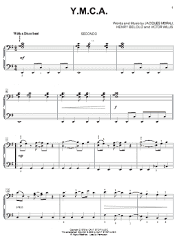 page one of Y.M.C.A. (Piano Duet)