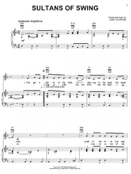 page one of Sultans Of Swing (Piano, Vocal & Guitar Chords (Right-Hand Melody))