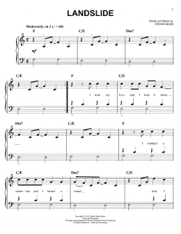 page one of Landslide (Easy Piano)