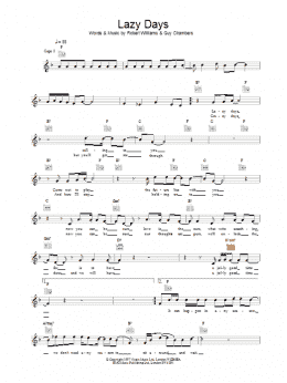 page one of Lazy Days (Lead Sheet / Fake Book)