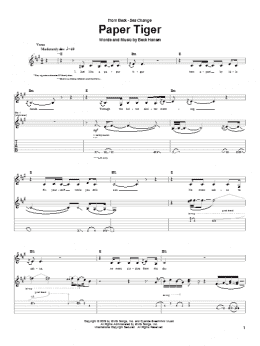 page one of Paper Tiger (Guitar Tab)