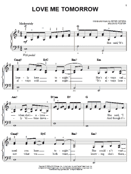 page one of Love Me Tomorrow (Easy Piano)