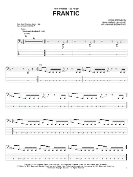 page one of Frantic (Bass Guitar Tab)