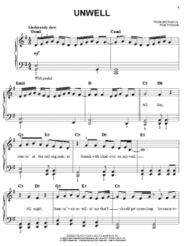 page one of Unwell (Easy Piano)
