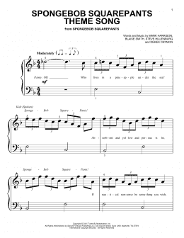 page one of SpongeBob SquarePants Theme Song (Big Note Piano)