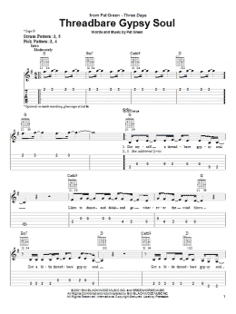 page one of Threadbare Gypsy Soul (Easy Guitar Tab)