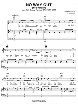 page one of No Way Out (Pop Version) (Piano, Vocal & Guitar Chords (Right-Hand Melody))