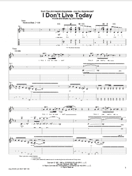 page one of I Don't Live Today (Guitar Tab)