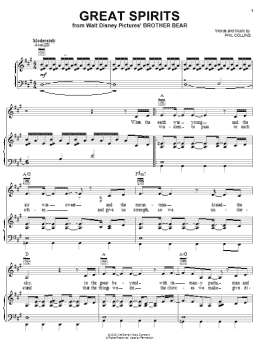 page one of Great Spirits (Piano, Vocal & Guitar Chords (Right-Hand Melody))