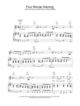 page one of Four Minute Warning (Piano, Vocal & Guitar Chords)