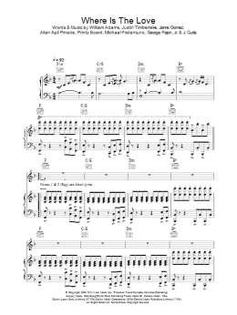 page one of Where Is The Love (Piano, Vocal & Guitar Chords)